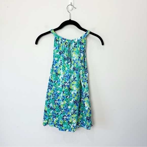 Lilly Pulitzer Silk Tank Top Blue Ruffle keyhole halter neckline - Picture 2 of 6